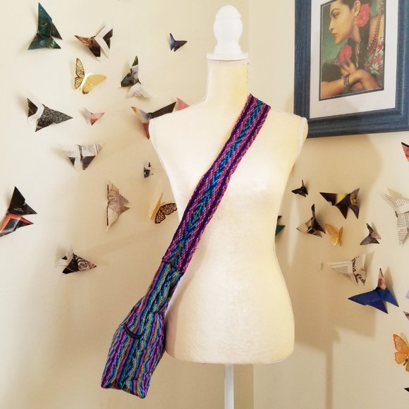 The ULTIMATE Boho Hippie Hobo Cloth Southwestern Multicolor Comfy Blue Crossbody - Picture 5 of 8